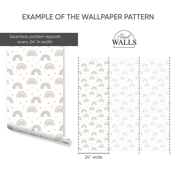 Tiny Rainbows Wallpaper A046 - CostaCover-Peel and stick Removable Wallpaper-accent wallpaper-adhesive wallpaper-baby bedroom