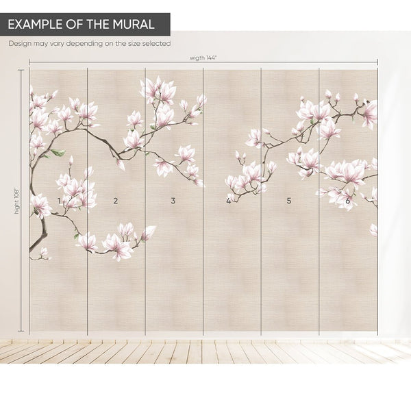 Blossom Sakura Grasscloth Wall Mural CG010 - CostaCover - Traditional Wallpaper - abstract wallpaper - bedroom wallpaper - beige wallpaper