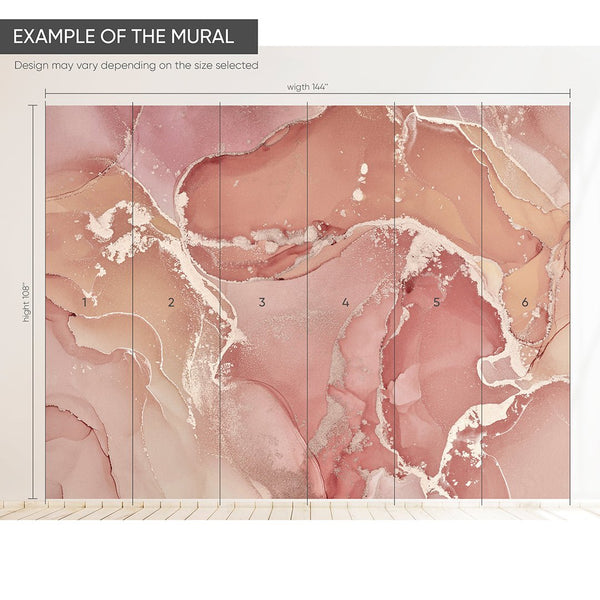 Pink Peach Watercolor ink Wall Mural CCM129 - CostaCover - Peel and stick Removable Wallpaper - abstract wallpaper - accent wallpaper - adhesive wallpaper