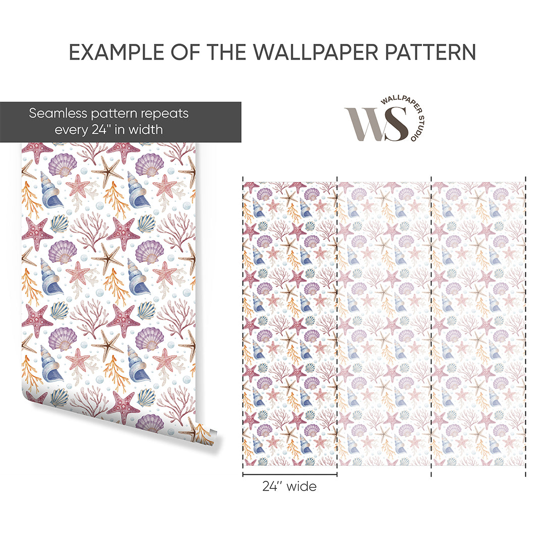Seashells and Corals Wallpaper S090