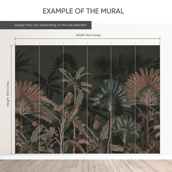 Dark Vintage Tropical Jungle Wall Mural AM183
