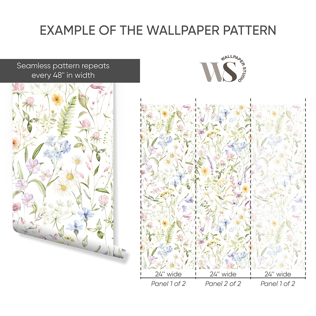 Pastel Delicate Wildflowers Wallpaper S073