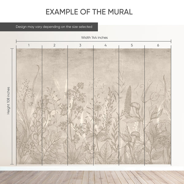 Beige Vintage Wildflowers Wall Mural CCM208