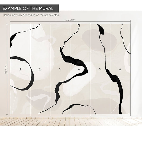 Black Beige Lines Wall Mural AM036 - CostaCover - Peel and stick Removable Wallpaper - about walls - Abstract - Abstract Labyrinth Lines