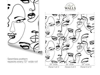 Black & White Female Faces Wallpaper A007