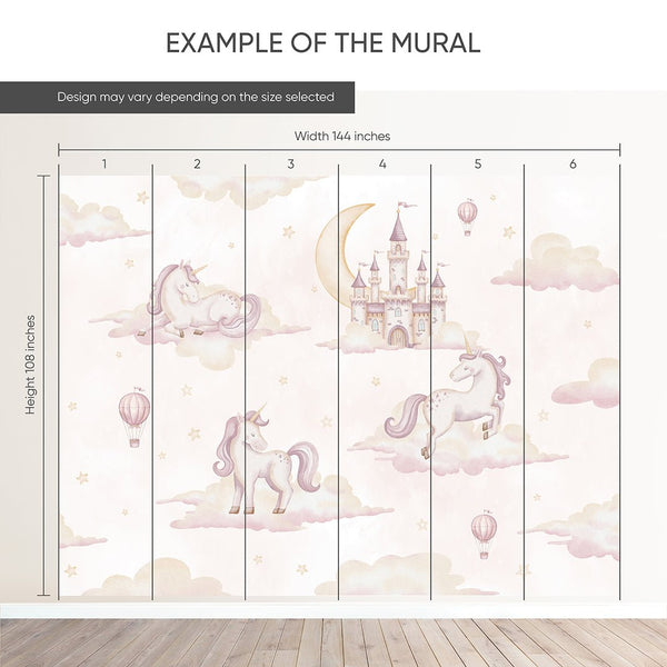 Dreamy Kingdom & Unicorn Wall Mural AM137 - CostaCover-Peel and stick Removable Wallpaper-accent wallpaper-adhesive wallpaper-baby bedroom