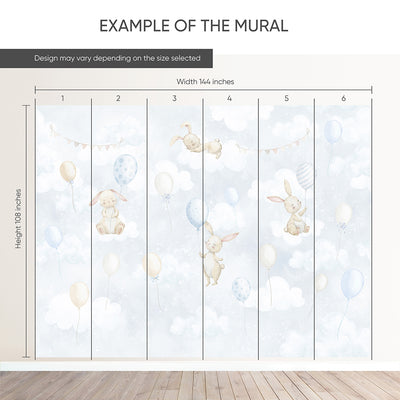 Blue Bunny & Balloons Wall Mural SM080