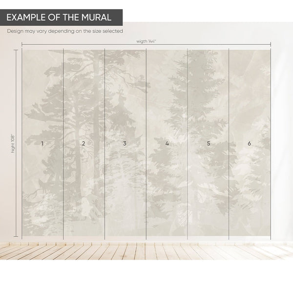 Beige Forest Nursery Wall Mural WM087 - CostaCover-Peel and stick Removable Wallpaper-accent wallpaper-adhesive wallpaper-bathroom wallpaper