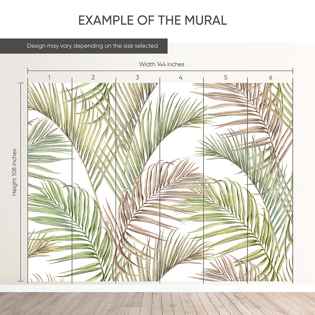 Neutral Tropical Palm Leaf Wall Mural AM177