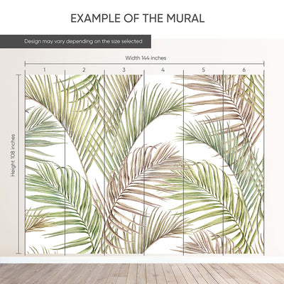 Neutral Tropical Palm Leaf Wall Mural AM177
