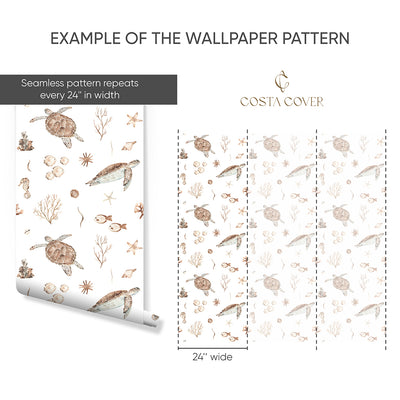 Beige Brown Turtles Wallpaper CC355