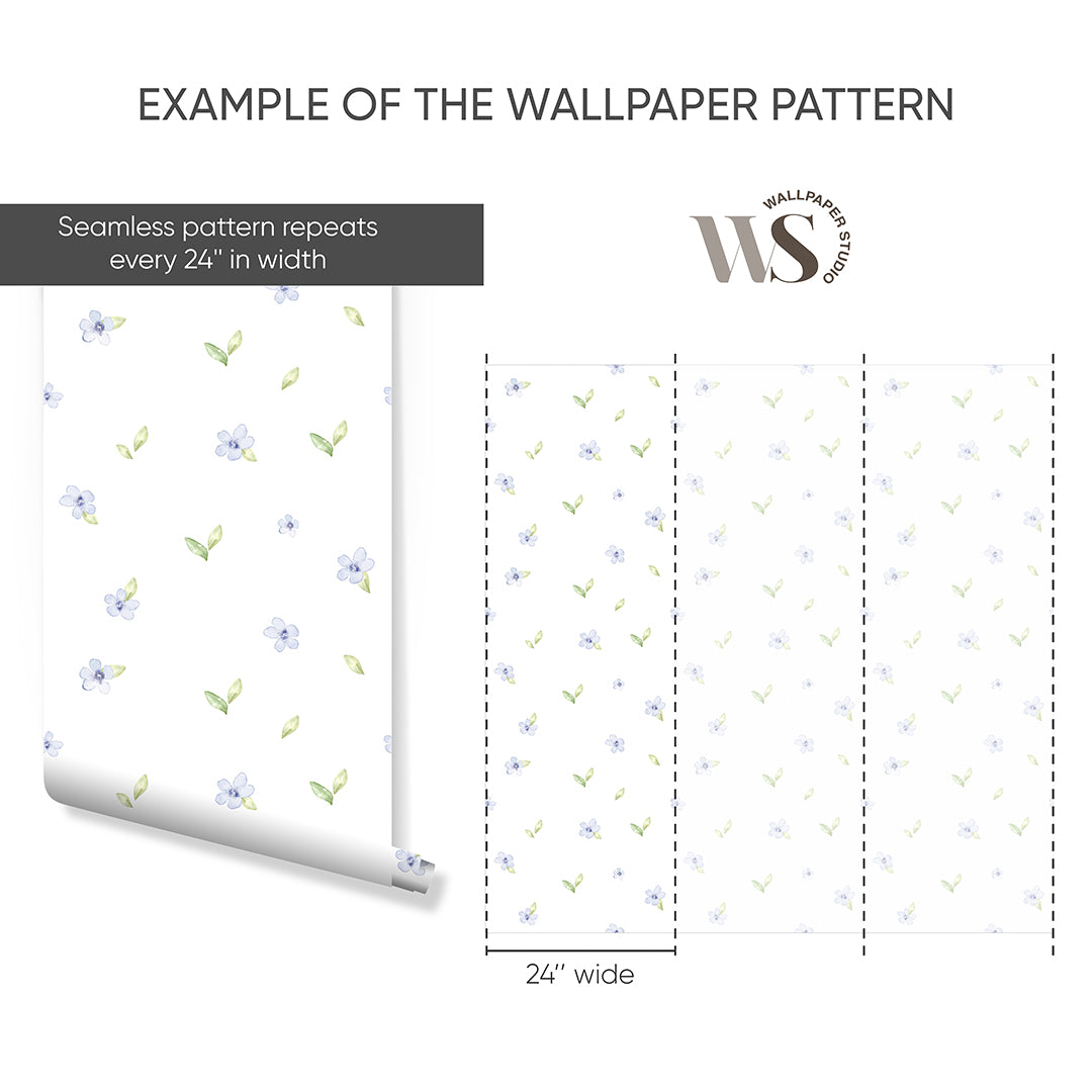 Blue Petite Flowers Wallpaper S066