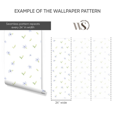 Blue Petite Flowers Wallpaper S066