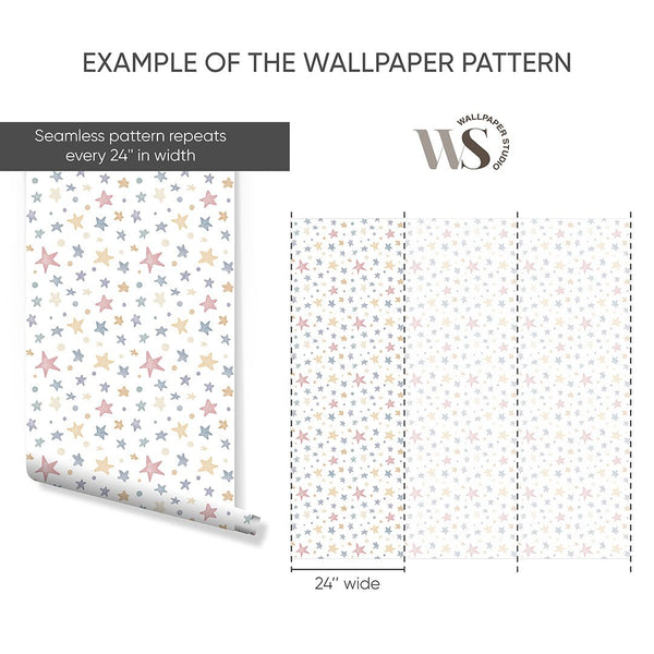 Colored Stars Nursery Wallpaper S120 - CostaCover-Peel and stick Removable Wallpaper-Abstract-abstract wallpaper-accent wallpaper