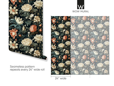 Dark Floral Wallpaper W143