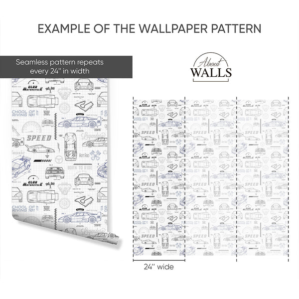 Race Car Blueprint Wallpaper A124