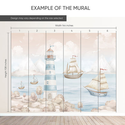 Pastel Nautical Lighthouse Wall Mural AM148