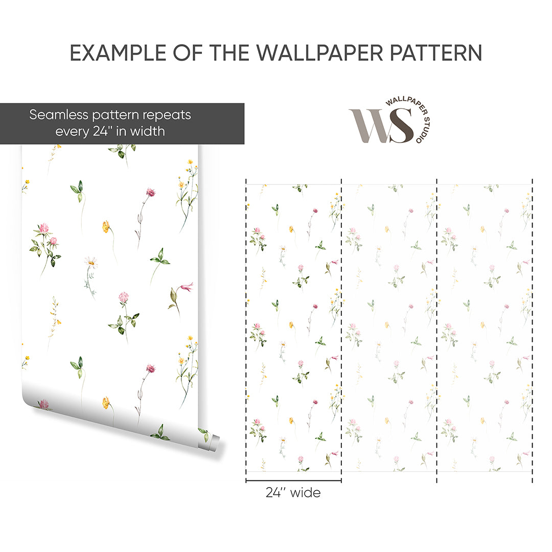 Colored Petite Wildflowers Wallpaper S068
