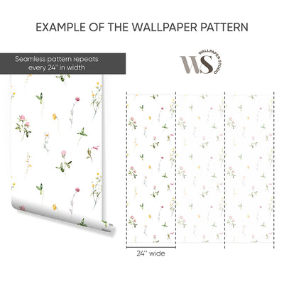 Colored Petite Wildflowers Wallpaper S068