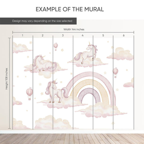 Unicorns & Rainbow Wall Mural AM134 - CostaCover-Peel and stick Removable Wallpaper-accent wallpaper-adhesive wallpaper-baby bedroom