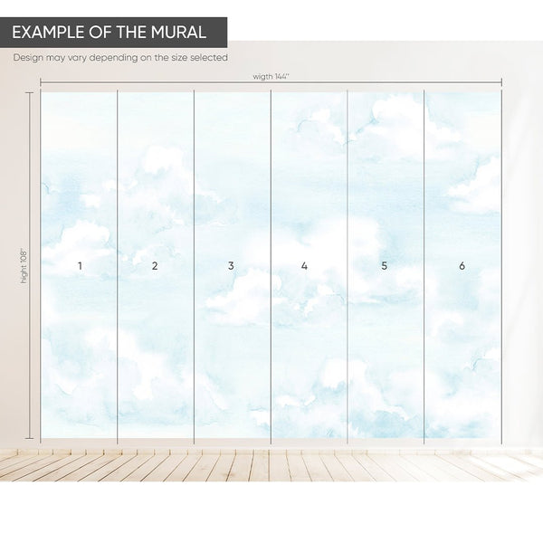 Watercolor Light Blue Sky Wall Mural CCM105 - CostaCover - Peel and stick Removable Wallpaper - 3d wall murals - 3d wall painting - abstract wallpaper