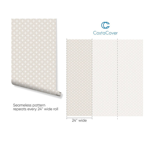 Beige Art Deco Wallpaper CC122 - CostaCover - Peel and stick Removable Wallpaper - Abstract - adhesive wallpaper - art deco