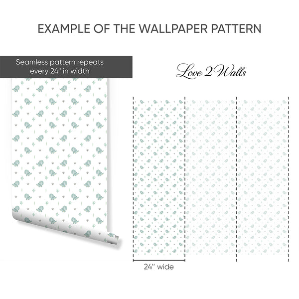 Green Dinosaur Nursery Wallpaper L143