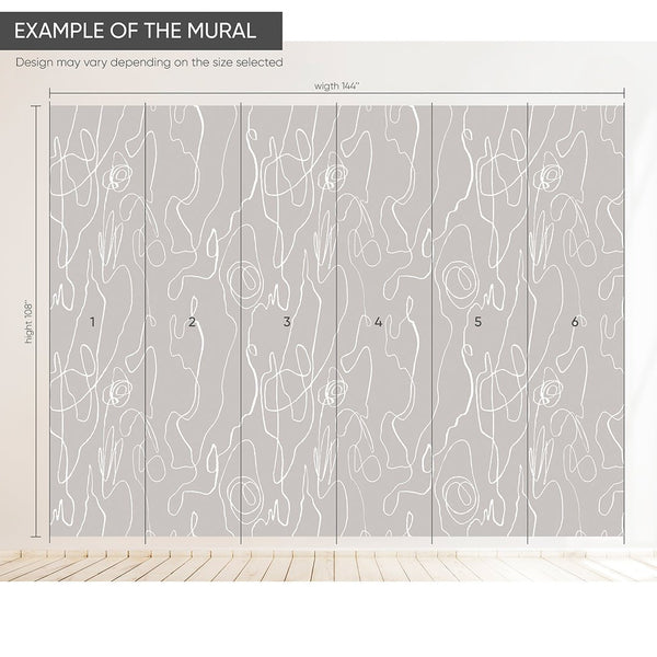 White & Gray Lines Wall Mural AM072 - CostaCover - Peel and stick Removable Wallpaper - about walls - Abstract - Abstract Labyrinth Lines