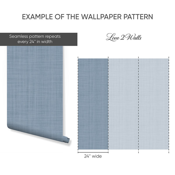 Dusty Blue Linen Texture Wallpaper L051