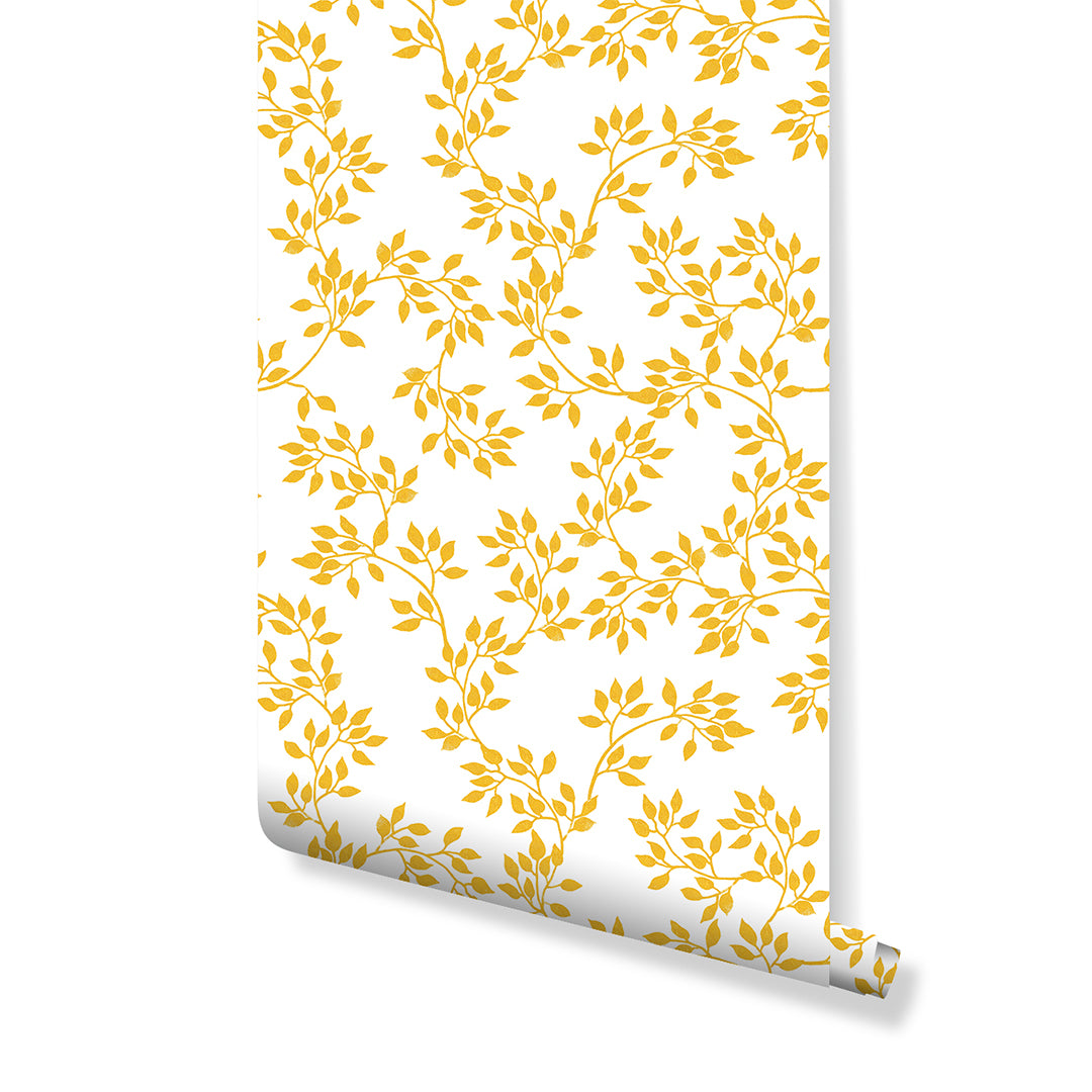 Self Adhesive Tree Branch Gold Leaves Removable Wallpaper CC128