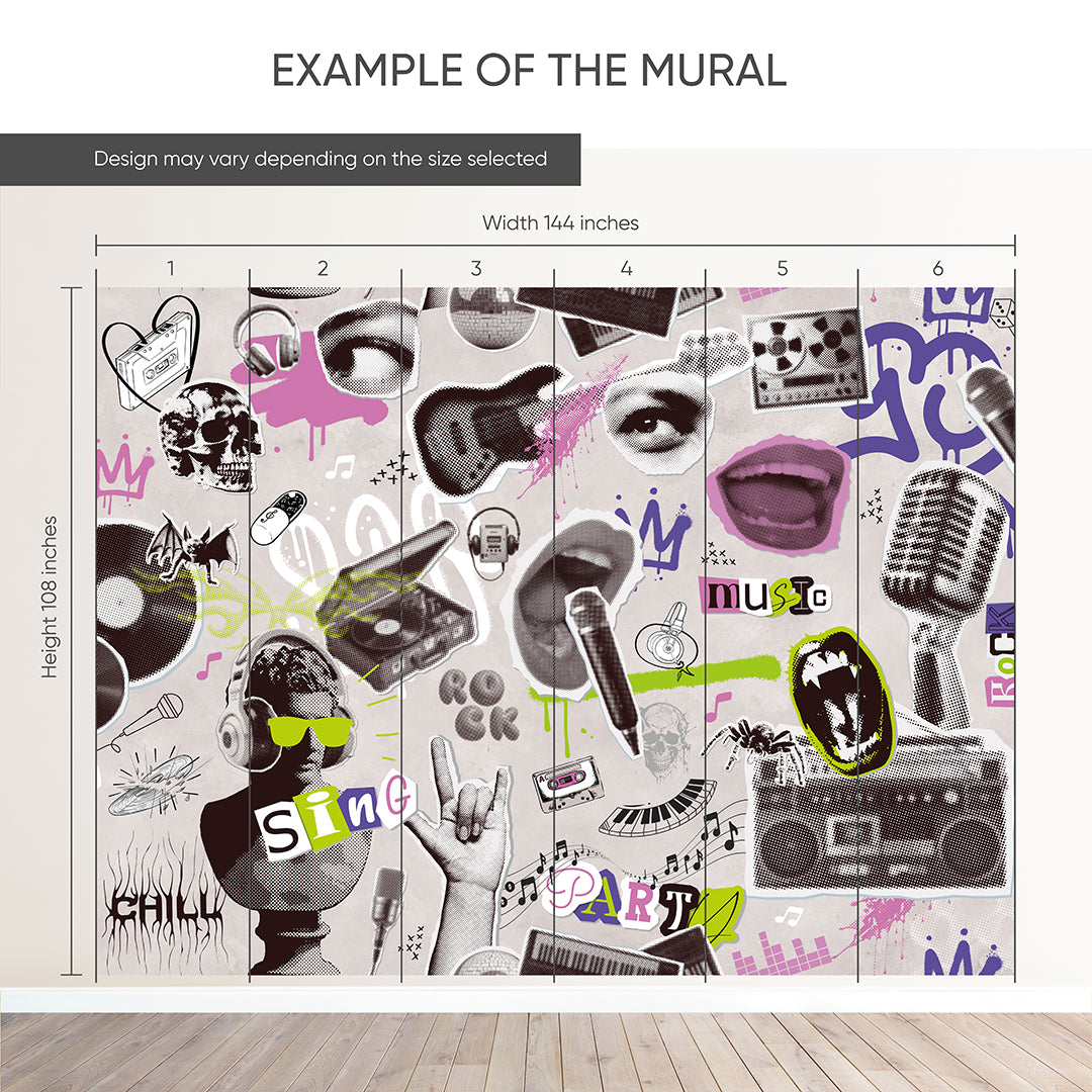 Rock Music Collage Wall Mural SM106