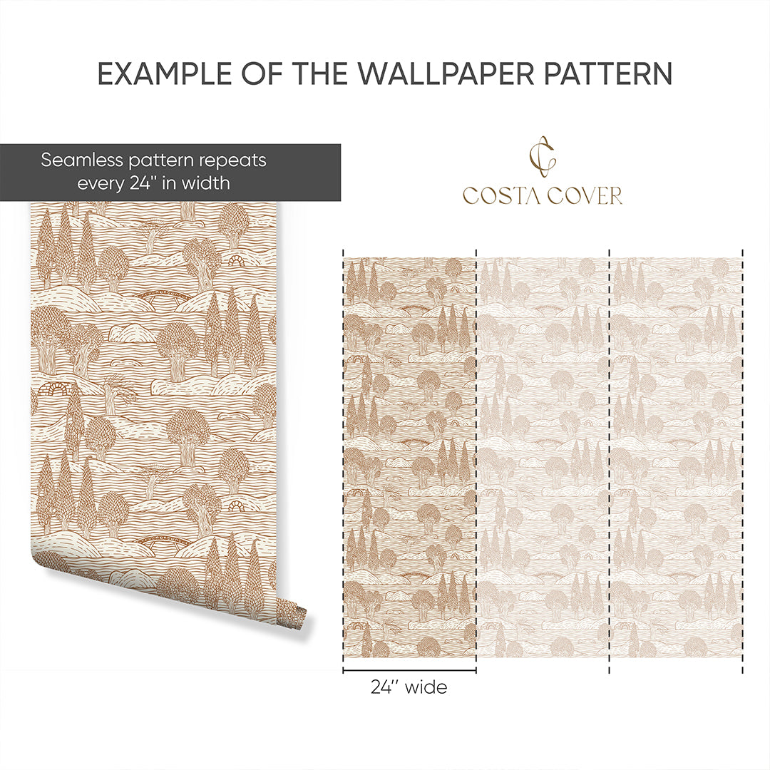 Beige Landscape Wallpaper CC351