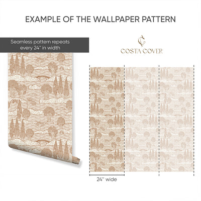 Beige Landscape Wallpaper CC351