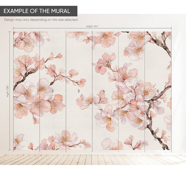 Cherry Blossoms Grasscloth Wall Mural CG008 - CostaCover - Traditional Wallpaper - accent wallpaper - bathroom wallpaper - bedroom interior