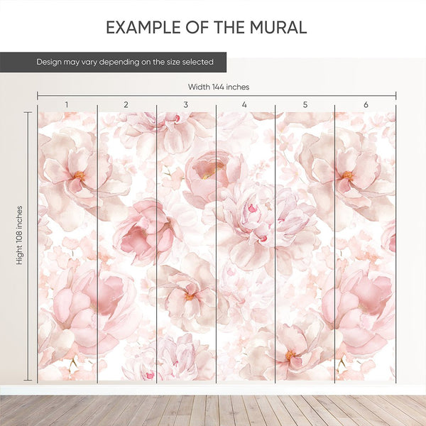 Pastel Pink Flowers Wall Mural SM039 - CostaCover - Peel and stick Removable Wallpaper - abstract wall art - abstract wallpaper - accent wallpaper
