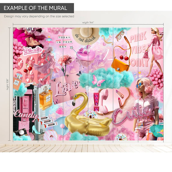 Pink Fashion Style Wall Mural CCM175 - CostaCover - Peel and stick Removable Wallpaper - Abstract - abstract floral - abstract lines