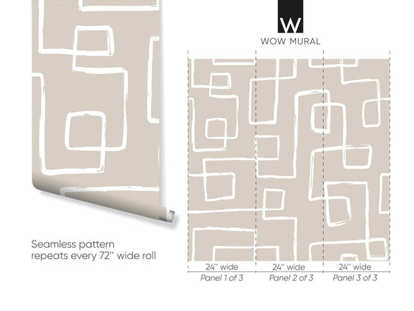 Beige White Abstract Line Wallpaper W015 - CostaCover - Peel and stick Removable Wallpaper - Abstract - abstract lines - abstract wallpaper