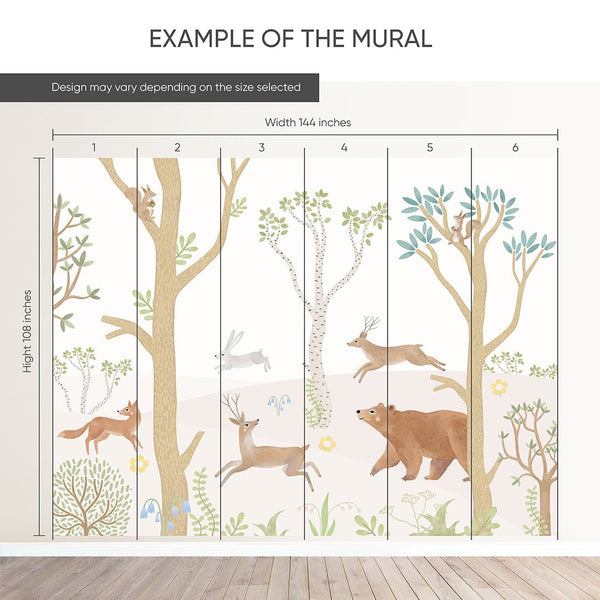 Pastel Forest Animals Wall Mural SM016 - CostaCover - Peel and stick Removable Wallpaper - Abstract - abstract wall art - abstract wallpaper