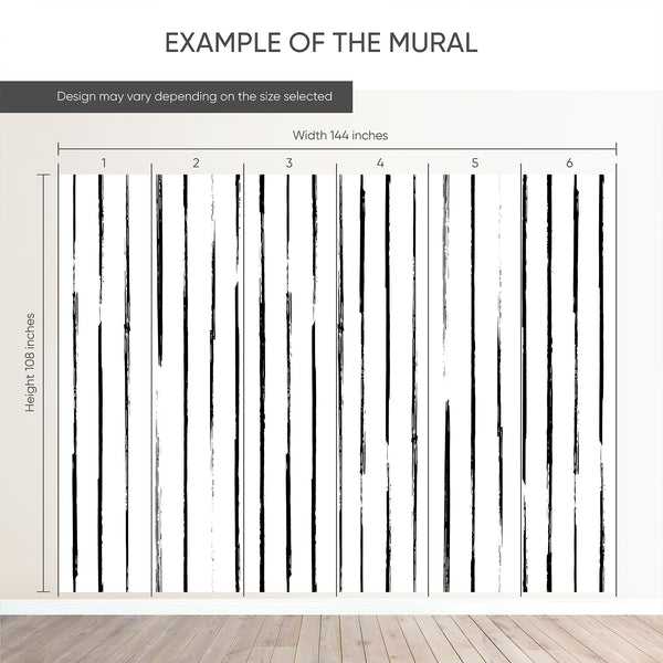 Black White Vertical Stripe Wall Mural AM194