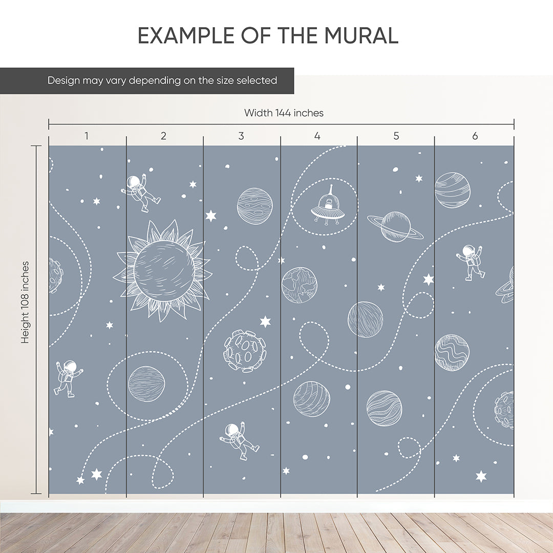 Dusty Blue Universe Wall Mural SM099