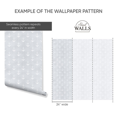 Gray White Anchors Wallpaper A113