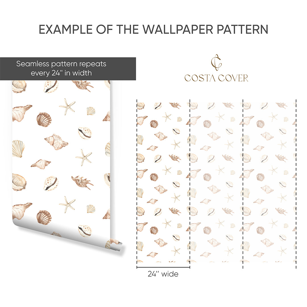 Beige Seashells Wallpaper CC354