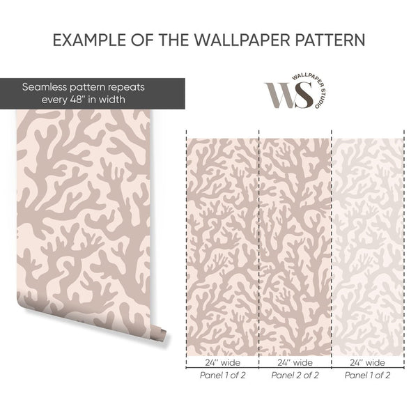 Beige Sea Corals Wallpaper S103 - CostaCover - Peel and stick Removable Wallpaper - Abstract - abstract floral - abstract lines
