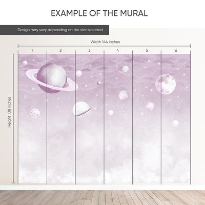 Lilac Planets in Space Wall Mural SM088