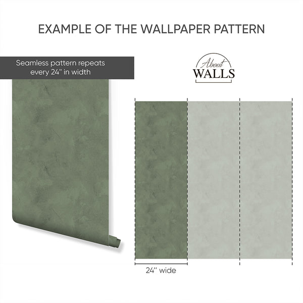 Green Limewash Plaster Wallpaper A035 - CostaCover-Peel and stick Removable Wallpaper-Abstract-Abstract Plaster-abstract wall art