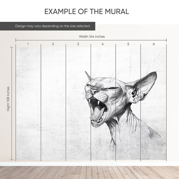 Cat Sketch Art Stick Wall Mural SM001 - CostaCover - Peel and stick Removable Wallpaper - accent wallpaper - adhesive wallpaper - Barbershop Salon