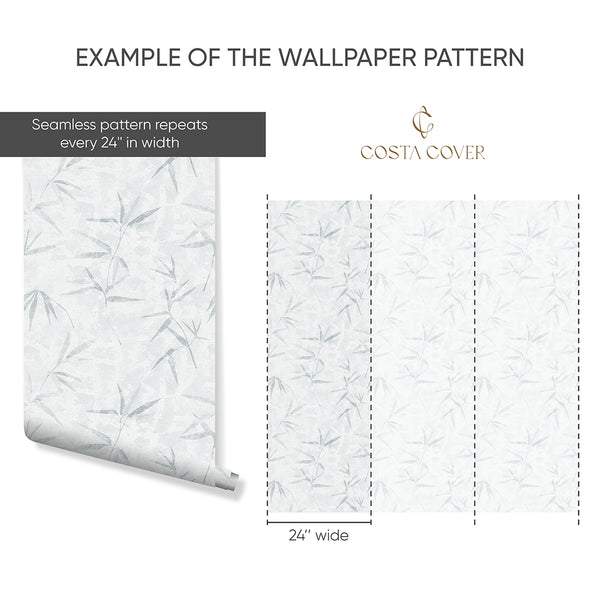 Gray Bamboo Leaves Wallpaper CC363