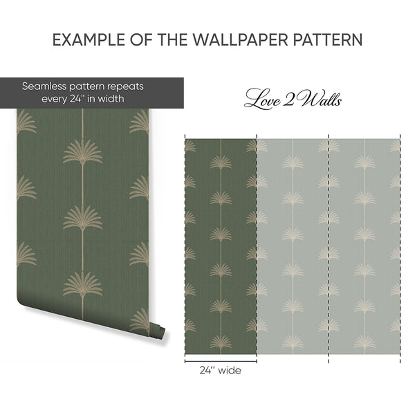 Emerald Green Palm Tree Wallpaper L007