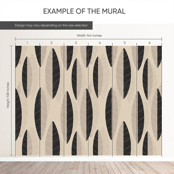 Beige Black Ethnic Wall Mural CCM206 - CostaCover - Peel and stick Removable Wallpaper - Abstract - abstract paint - abstract wall art