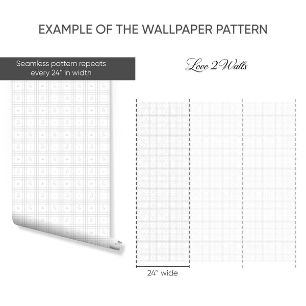 Gray Plaid Floral Wallpaper L149